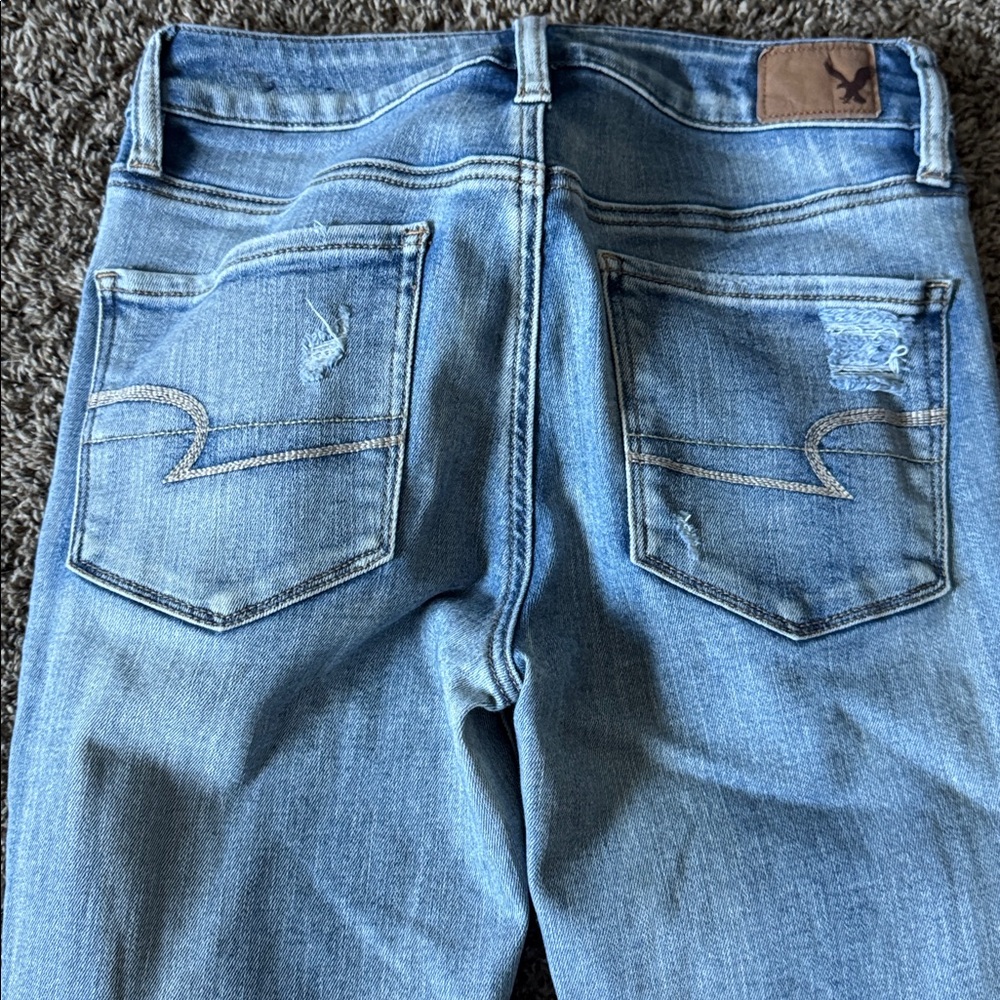 American Eagle High Rise Super Super Stretch Denim Jeans Size 8 Regular - Picture 7 of 9